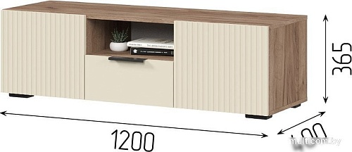 Тумба Стендмебель Соната ТВ 01 (моно керамика/дуб крафт табачный)