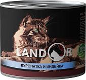 Консервированный корм для кошек Landor Adult Game and Turkey 200 г