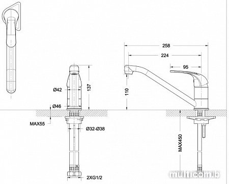 Смеситель Bravat FIT F7135188CP-RUS