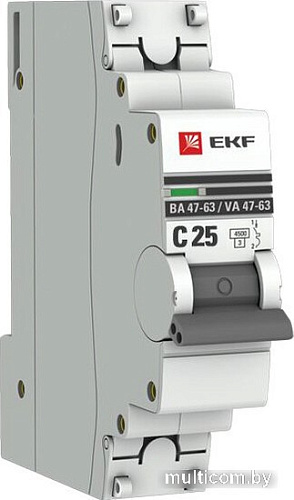 EKF ВА 47-63 1P 25А (C) 4.5kA PROxima mcb4763-1-25C-pro