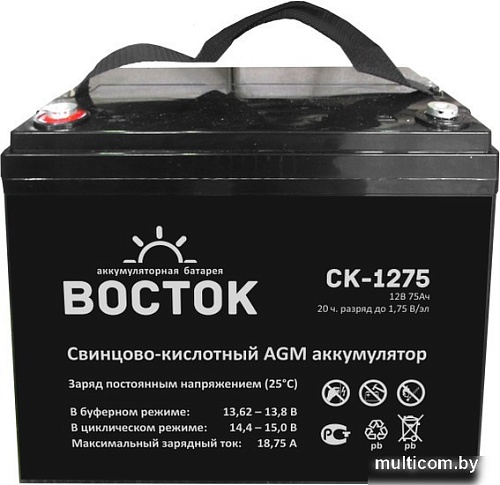 Аккумулятор для ИБП Восток СК-1275 (12В/75 А·ч)
