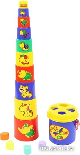 Пирамидка Полесье Занимательная пирамидка 3 (16 элементов, в сеточке)