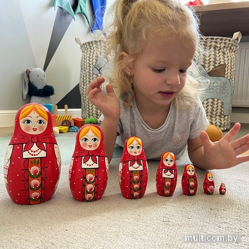 Развивающая игра Брестская Матрешка В зеленом сарафане и красном платке (набор 7 шт)