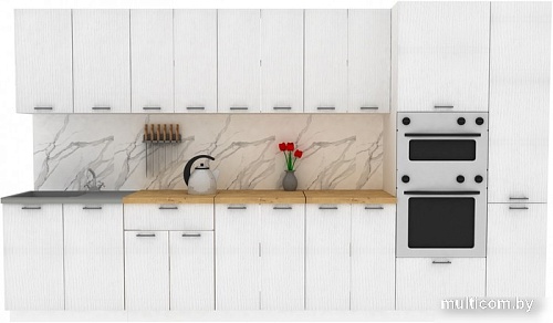 Готовая кухня ЭлиГард Lion 3.6 (белый структурный/дуб бунратти)