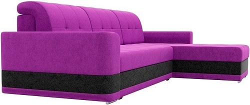 Угловой диван Mebelico Честер 61119 (правый, вельвет, фиолетовый/черный)