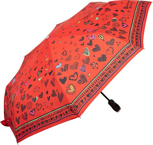 Складной зонт Moschino 7948-OCC Scribble Hearts Red