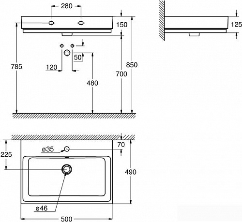 Умывальник Grohe 3947400H с гигиеническим покрытием 50x49