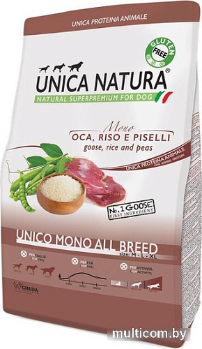 Сухой корм для собак Unica Natura Unico Mono All Breed с гусем, рисом и горохом 2.5 кг