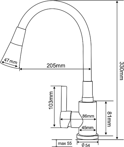 Смеситель РМС SUS123TBL-016F
