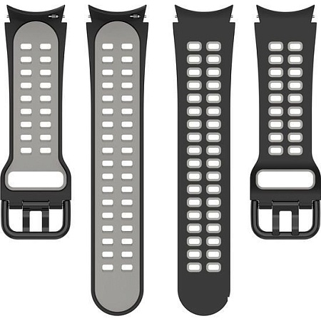 Ремешок Rumi Extreme силиконовый для Samsung Galaxy Watch4/5 (20 мм, черный/серый)