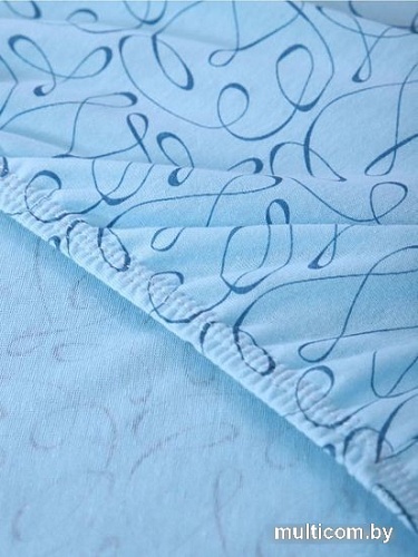 Постельное белье Luxsonia Трикотаж на резинке 140x200 1393 (вензель голубой)