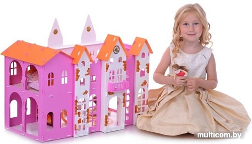 Кукольный домик Krasatoys Замок Джульетты с мебелью 000261 (белый/розовый)