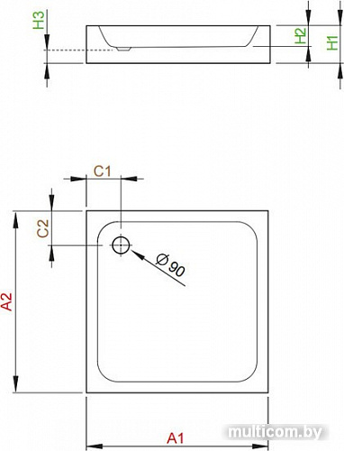 Душевой поддон Radaway Siros C Compact 90x90 [SBC9917-2]