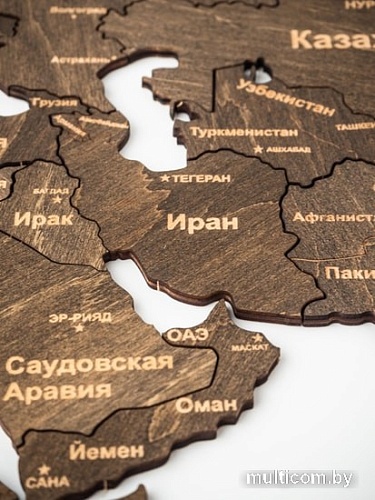 Пазл Woodary Карта мира L 3148 (3 уровня, venge)