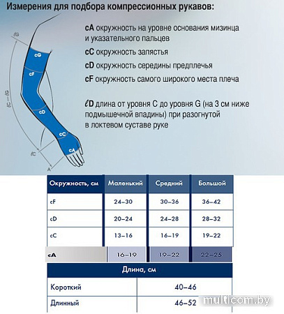 Рукав компрессионный Sigvaris Traditional с перчаткой 80975 (M Long)