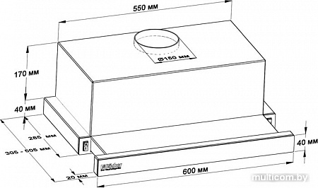 Кухонная вытяжка Backer TH60L-2F100-WG
