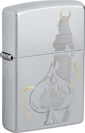 Зажигалка Zippo Satin Chrome Devilish Ace 48658