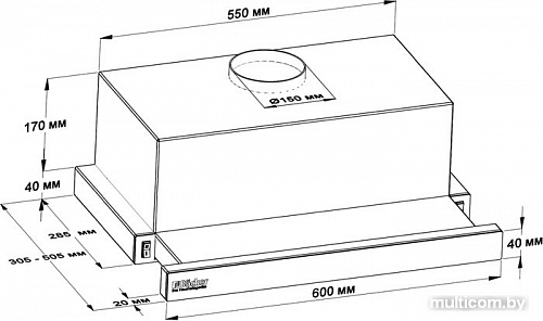 Кухонная вытяжка Backer TH60L-2F100-WG