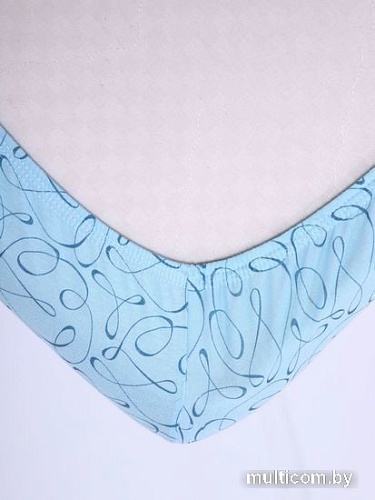 Постельное белье Luxsonia Трикотаж на резинке 200x200 1393 (вензель голубой)