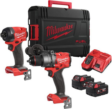 Milwaukee M18 FPP2A3-502X Fuel 4933480873 (шуруповерт, винтоверт, 2 АКБ, кейс)