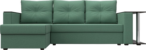 Угловой диван Лига диванов Атланта со столом левый 121166L (рогожка амур зеленый)