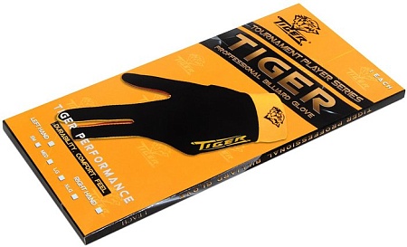 Перчатки для бильярда Tiger Professional Billiard Glove 10694 (1 шт, р. L, черный/желтый)