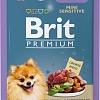 Пресервы Brit Premium д/мин. пород с чув. пищевар. ягн. с морковью 85 г