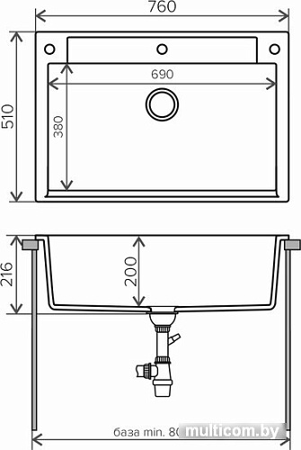 Кухонная мойка Polygran Argo-760 (белый хлопок 36)