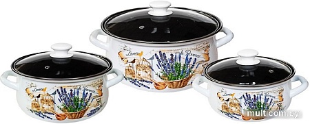 Набор кастрюль КМЗ Сбор трав-1-Экстра (3 шт, белый)