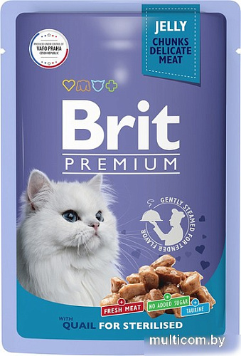 Пресервы Brit Premium для взрослых стерилизованных перепелка в желе 85 г