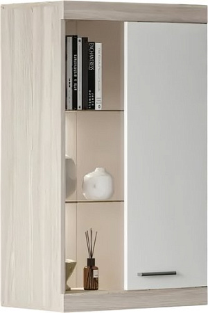 Шкаф-витрина Black Red White Linn Со стеклом 100x60x36 (ясень шимо/белый)