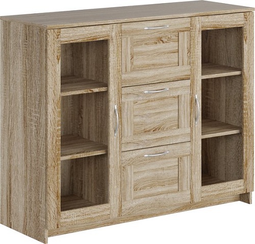 Комод Mio Tesoro Сириус 2 двери со стеклом и 3 ящика 117x95 2.02.03.380.3 (дуб сонома)