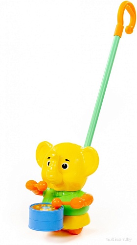 Развивающая игрушка Полесье Каталка Слоненок с ручкой 96661