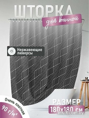 Шторка-занавеска для ванны Fora Delicate Black FOR-PH-DLB