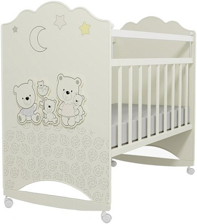 Классическая детская кроватка VDK Unica Happy Family Fornello колесо-качалка (ламинированное дсп, Milky)