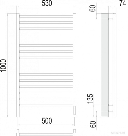 Полотенцесушитель TERMINUS Сицилия П12 500x1000 (RAL 9005 черный матовый)