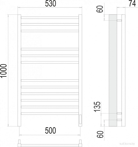 Полотенцесушитель TERMINUS Сицилия П12 500x1000 (RAL 9005 черный матовый)