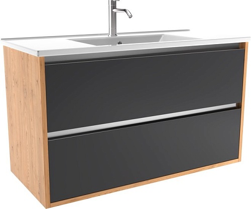 ЗОВ Тумба с умывальником Женева 100 (дуб/черный)