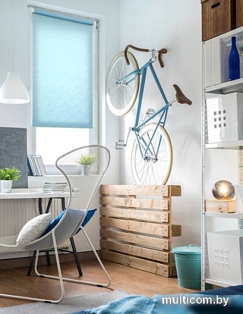 Мини рулонные шторы Delfa Сантайм Жаккард СРШ 01МД 840 43x170 (голубой, рисунок веда)