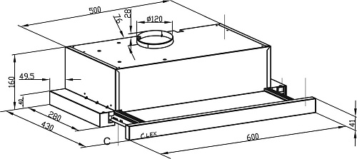 Кухонная вытяжка LEX Hide G 600 (серый)