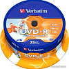 DVD-R диск Verbatim Wide Inkjet Printable 4.7Gb 16x 43538 (CakeBox, 25 шт.)