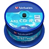 CD-R диск Verbatim CD-R 700Mb Crystal AZO 52x CakeBox 50 шт.