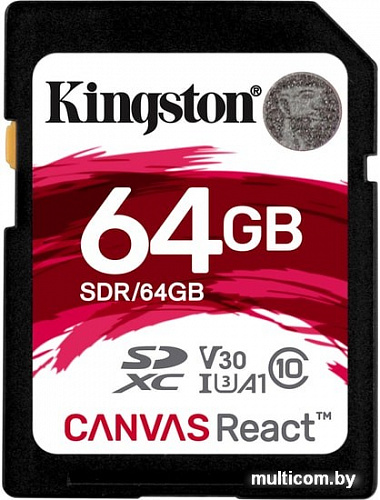 Карта памяти Kingston Canvas React SDR/64GB SDXC 64GB