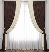 Комплект штор и гардин Pasionaria Латур 480x230 (3 шт, сливочный/венге)