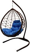 Подвесное кресло M-Group Капля Лори 11530210 (коричневый ротанг/синяя подушка)
