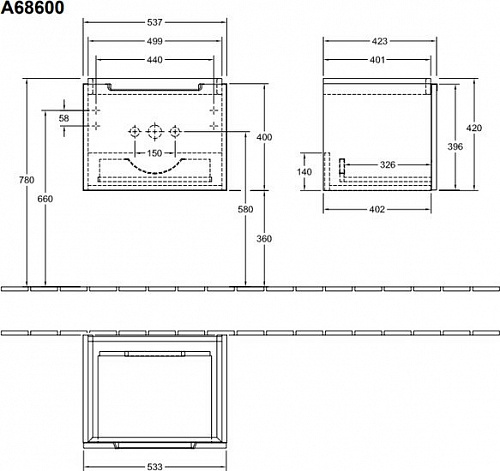 Villeroy & Boch Тумба под умывальник Subway 2.0 A68600DH