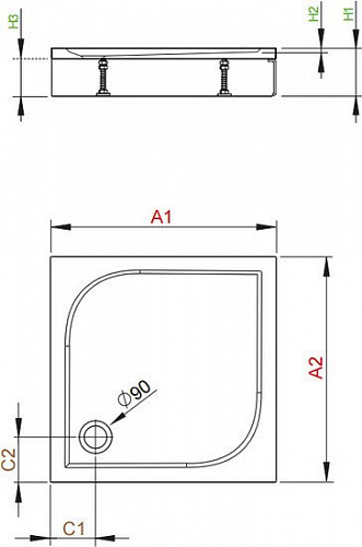 Душевой поддон Radaway Delos C со съемной панелью 90x90 [4C99170-03]