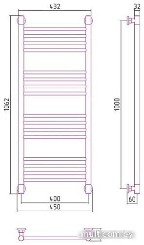Полотенцесушитель Сунержа Богема+ прямая 1000х400 31-0220-1040