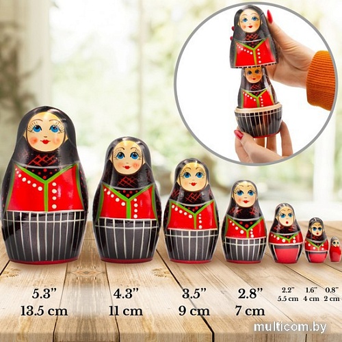Развивающая игра Брестская Матрешка Женщина в датском народном костюме (набор 7 шт)