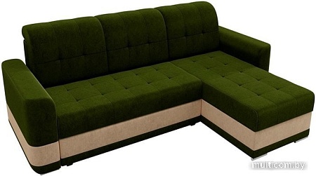 Угловой диван Mebelico Честер 61114 (правый, вельвет, зеленый/бежевый)
